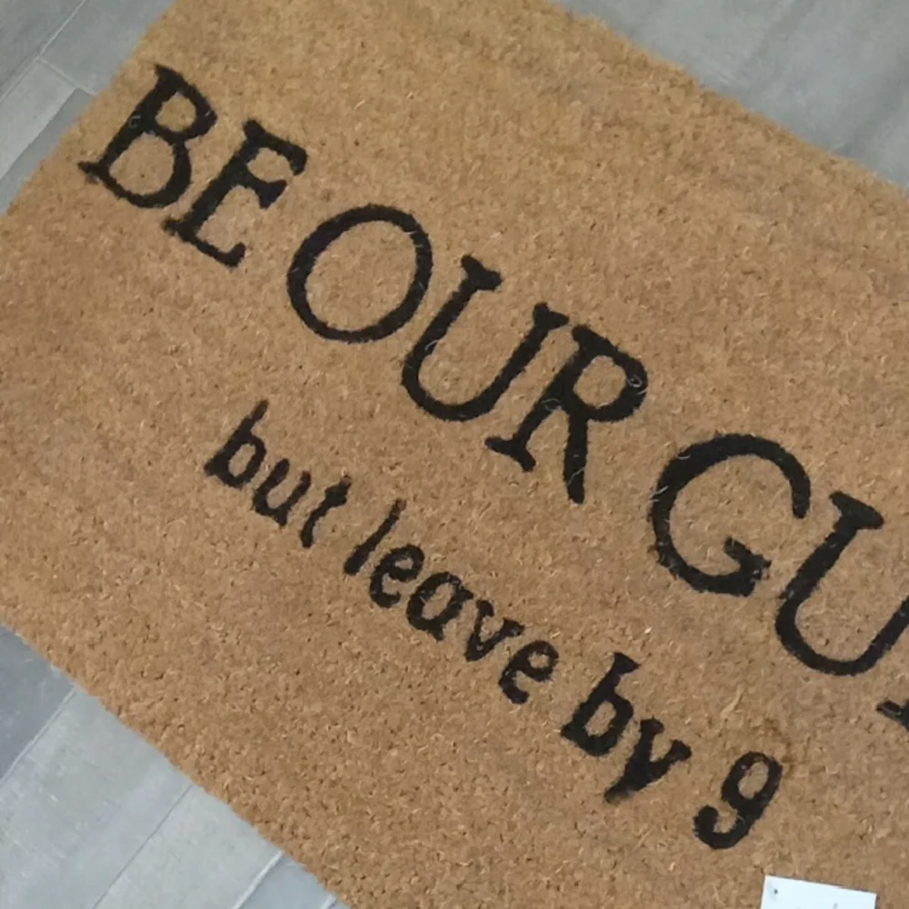 Welcome Mat with Black Text